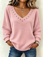 Casual Geometric V Neck Long Sleeve Sweater