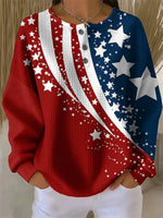 Independence Day Casual Gradient Pattern Long Sleeve Sweatshirt