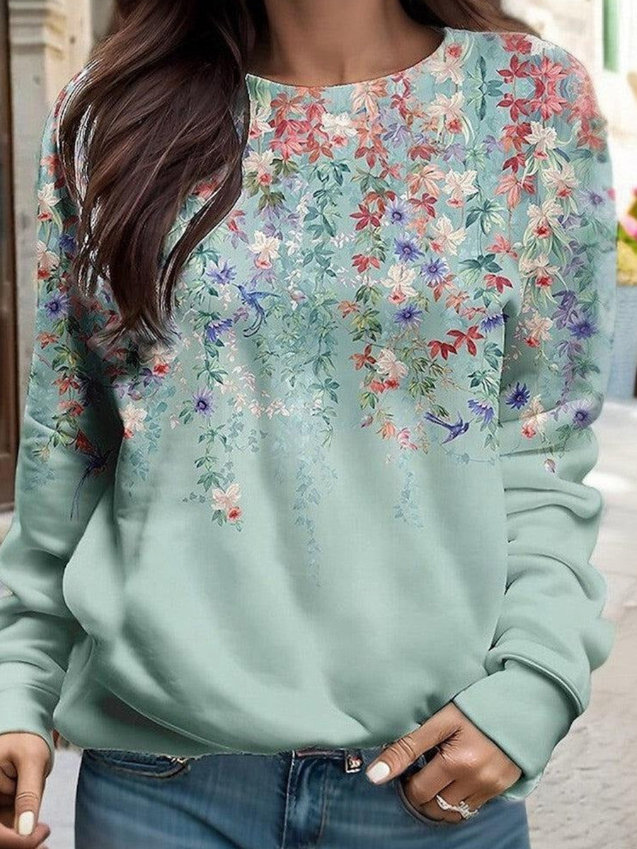 Women's Lace Embroidery Patchwork Linen Loose Crew Neck Split Joint Shirt