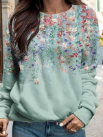 Women's Lace Embroidery Patchwork Linen Loose Crew Neck Split Joint Shirt