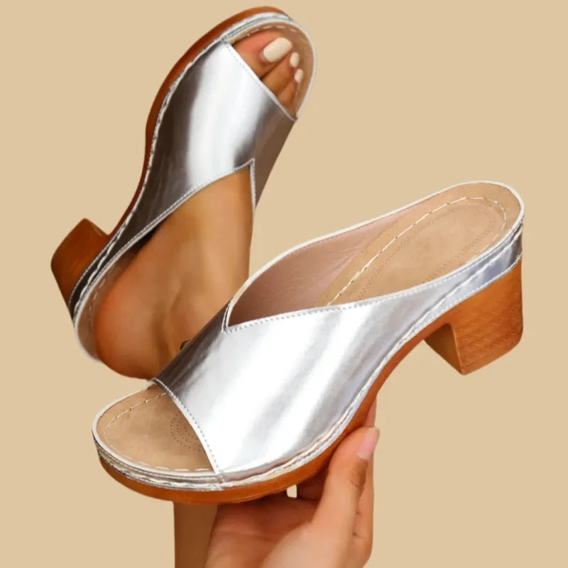 Women's Genuine Leather Block-Heel Sandals
