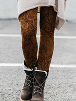 Vintage Elastic Waist Paisley Printed Legging