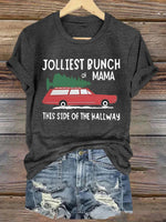 Jolliest Bunch Of Mama Christmas Cotton Crew Neck T-Shirt