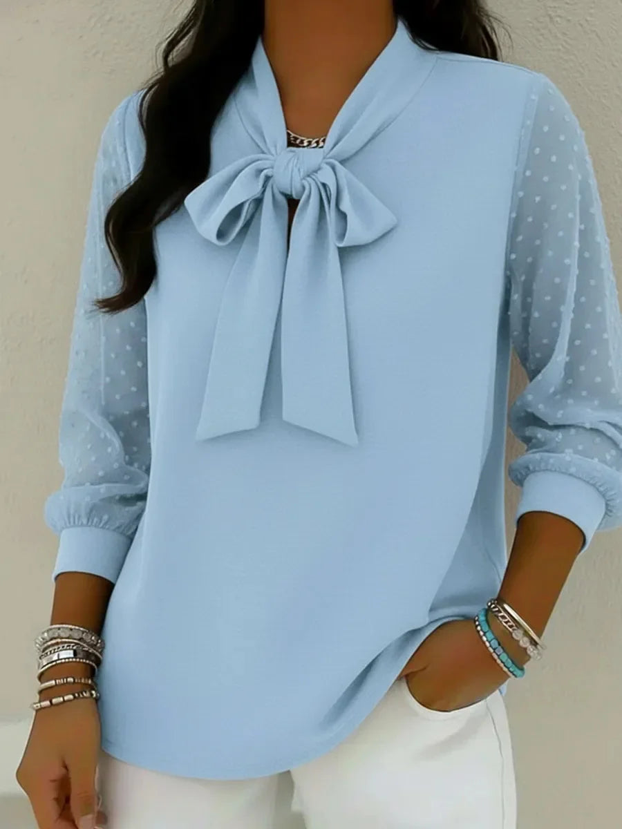 Elegant Bow-tie Long Sleeve Blouse