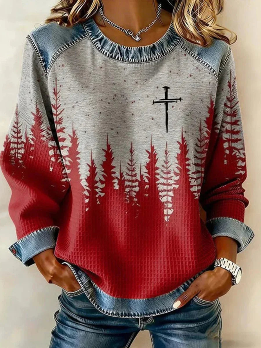 Vintage Casual Round Neck Long Sleeve Blouse