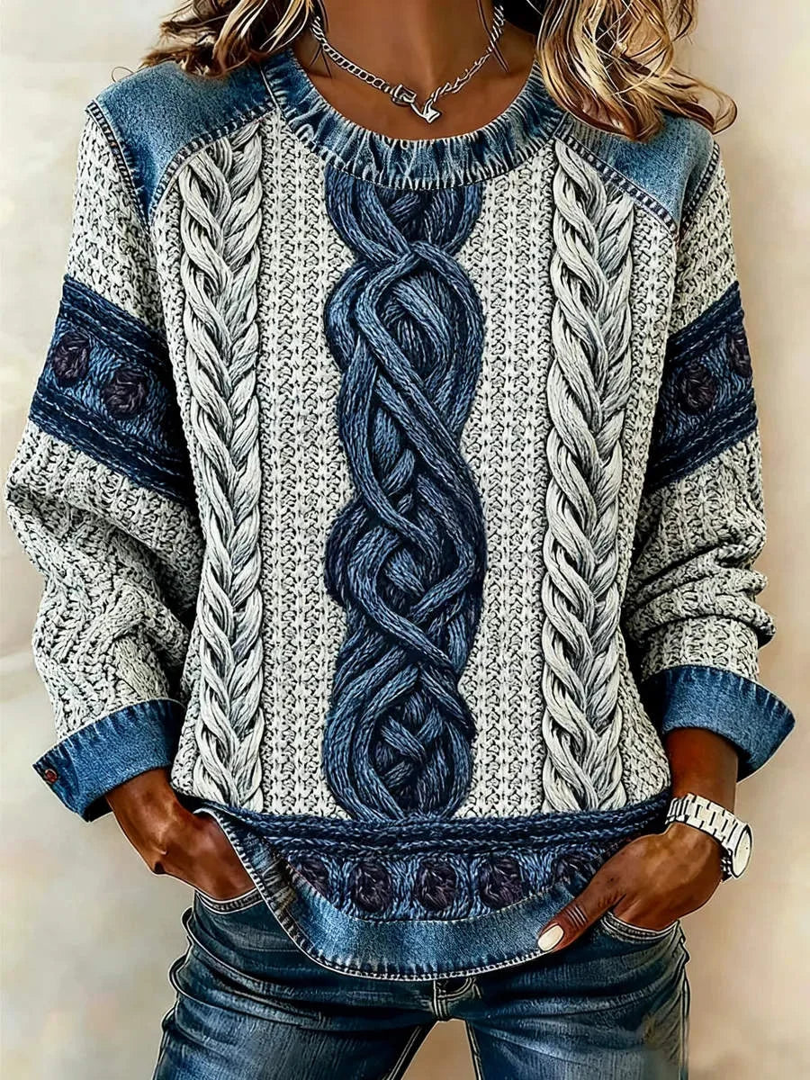 Vintage Abstract Crew Neck Long Sleeve Sweatshirt