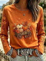 Casual Maple Leaf Crew Neck Long Sleeve T-shirt