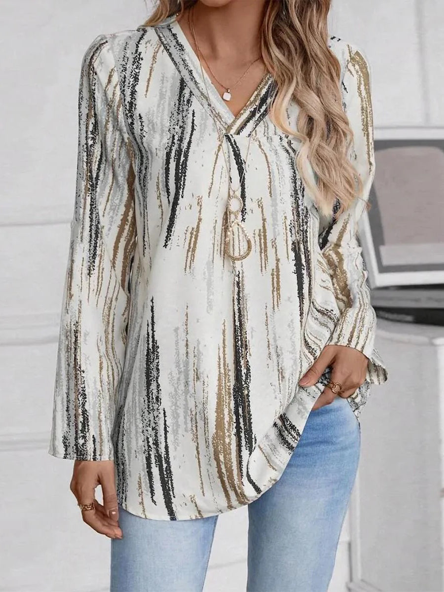 Chic V-Neck Long Sleeve Top