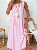 Casual Striped Round Neck Sleeveless Dress