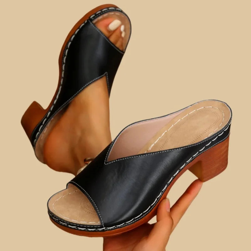 Women's Genuine Leather Block-Heel Sandals