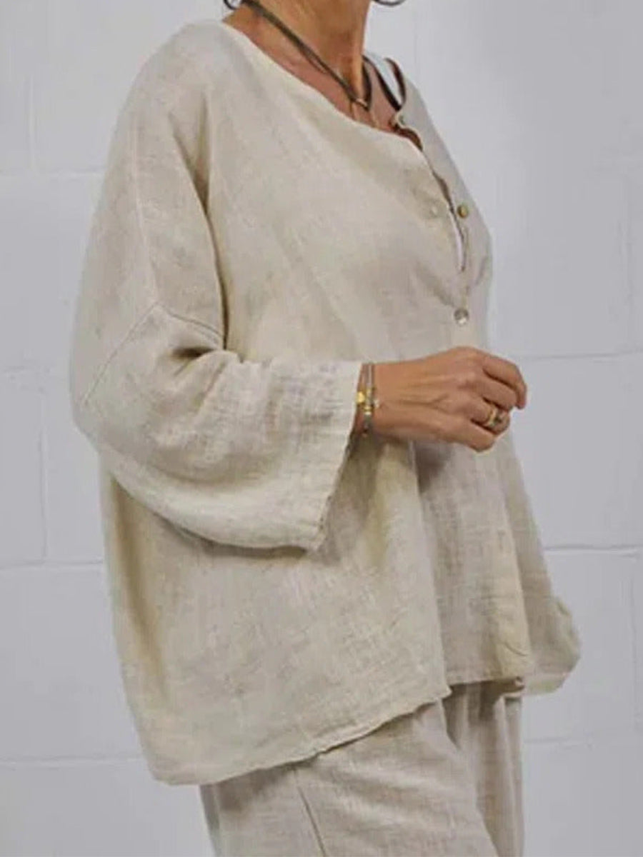 Plain Crew Neck Loosen Women Cardigan