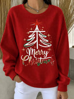 Casual Christmas Tree Crew Neck Long Sleeve Sweatshirt
