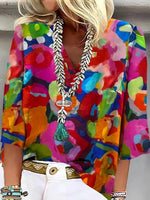 Attractive V-Neck 3/4 Sleeve Top