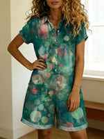 Women's Color Print Casual Jumpsuit Shorts
