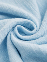 Women's Blue V-Neck 3/4 Sleeve Button-Trim Asymmetrical Hem Blouse