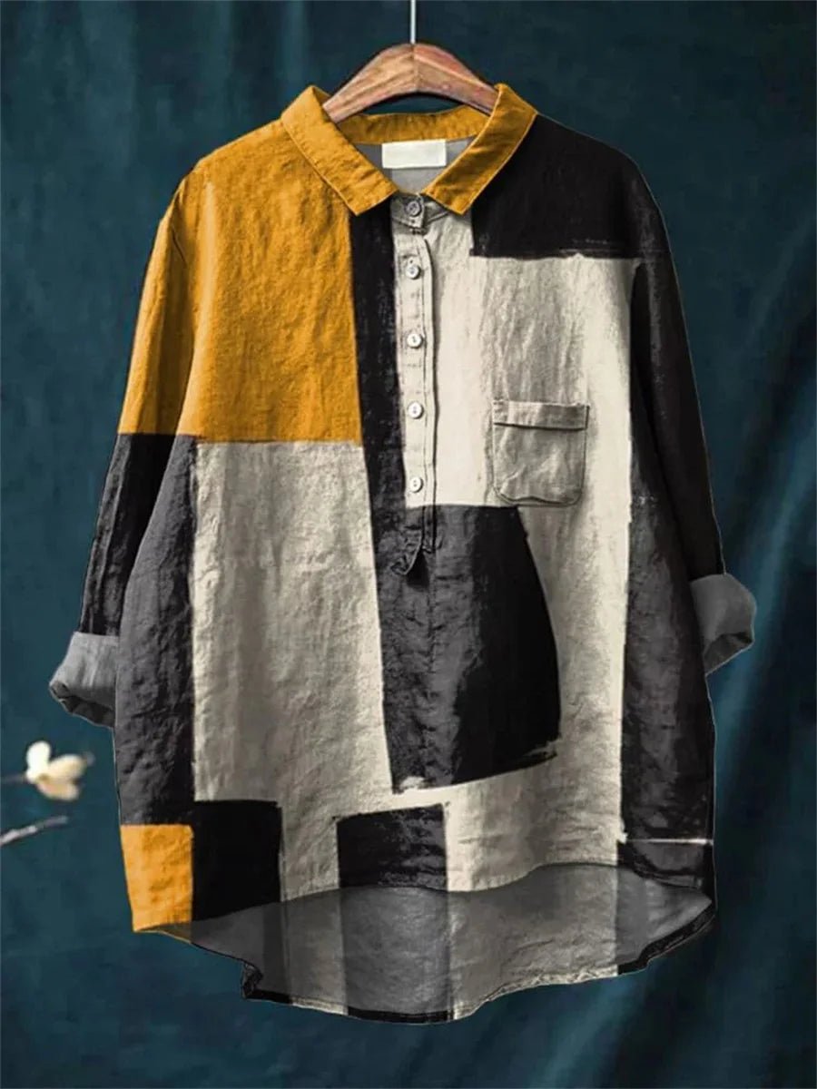 Women's Abstract Print Art Casual Long Sleeve Shirt