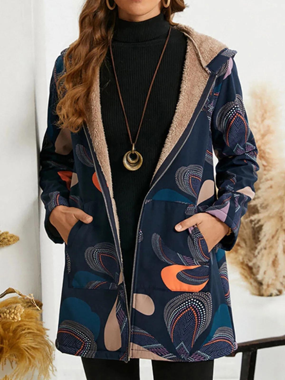 Navy Blue Casual Lapel Long Sleeve Coat