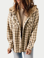 Women's Flannel Plaid Fleece Hooded Shacket