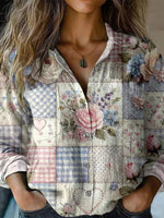 Casual Floral Print Long Sleeve Blouse