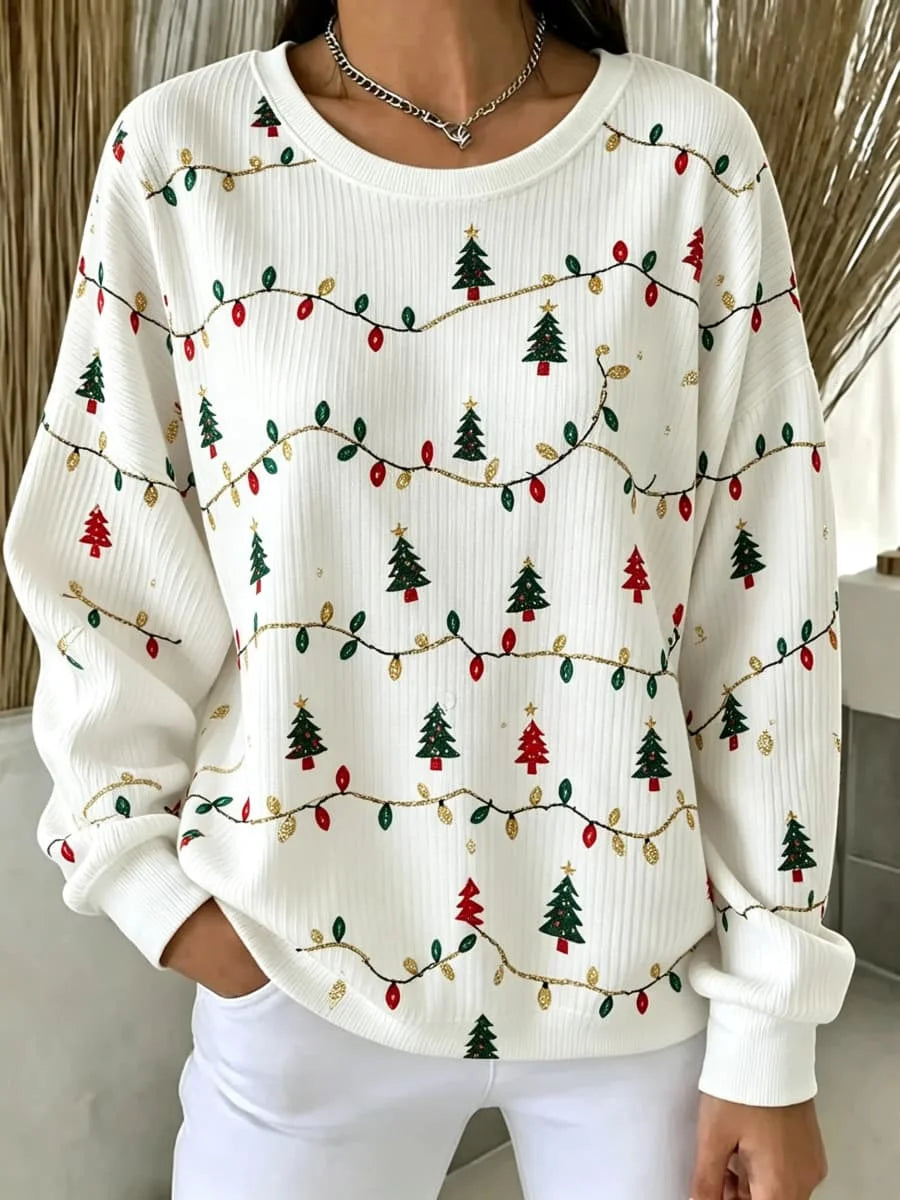 Casual Christmas Crew Neck Long Sleeve Sweatshirt