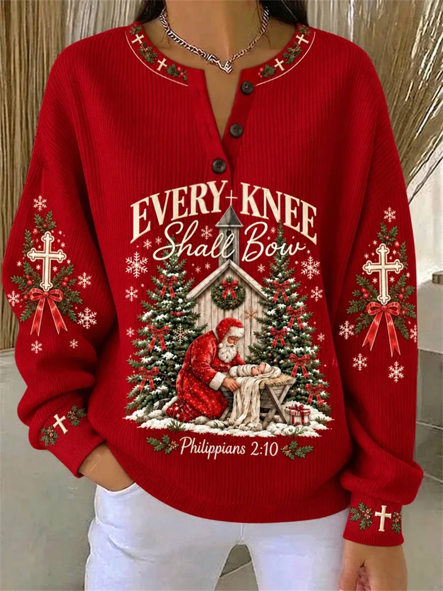 Casual Text Letters Henley Collar Long Sleeve Sweatshirt