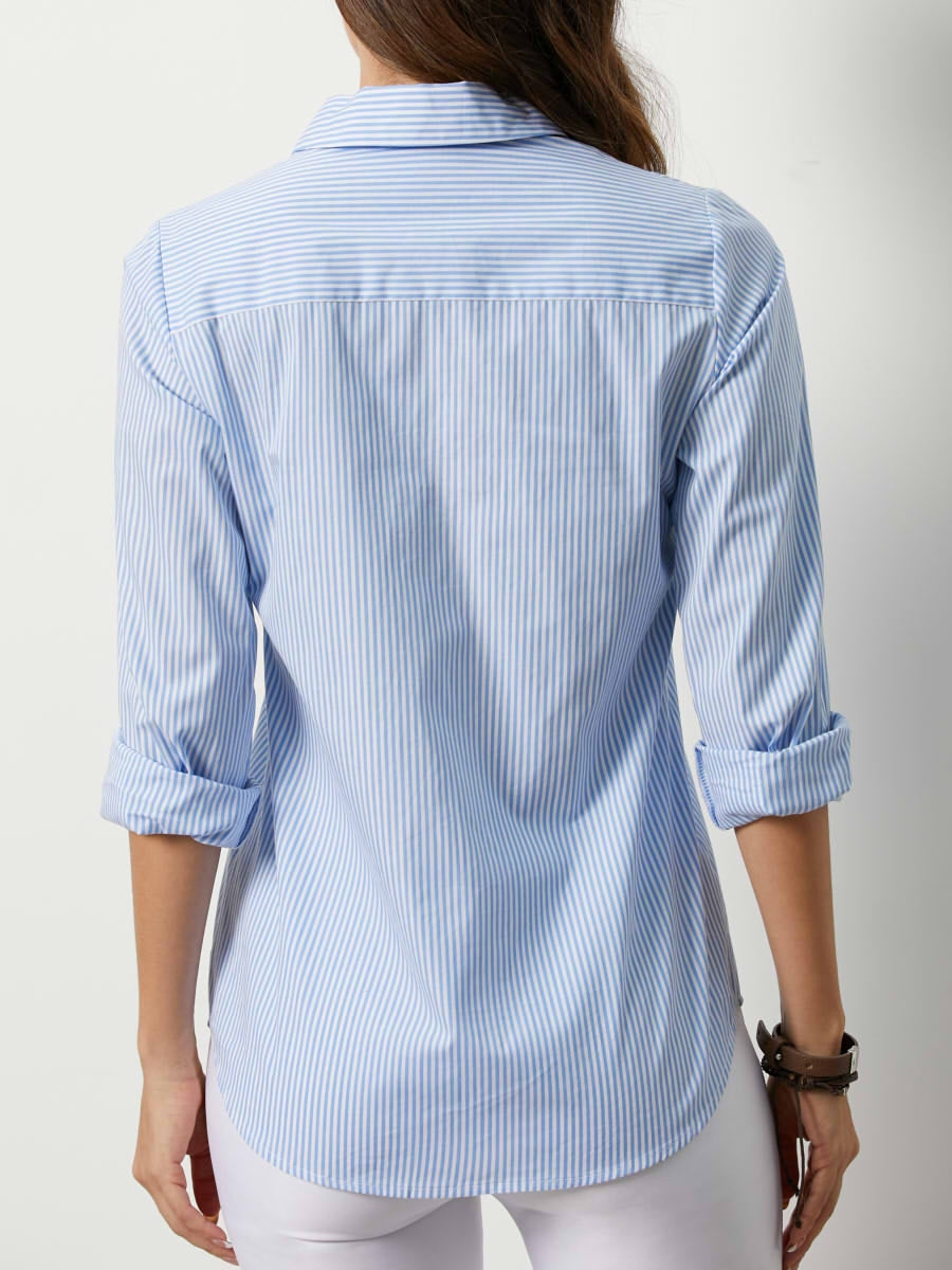 Stripe Buttons Casual Collared Shirt