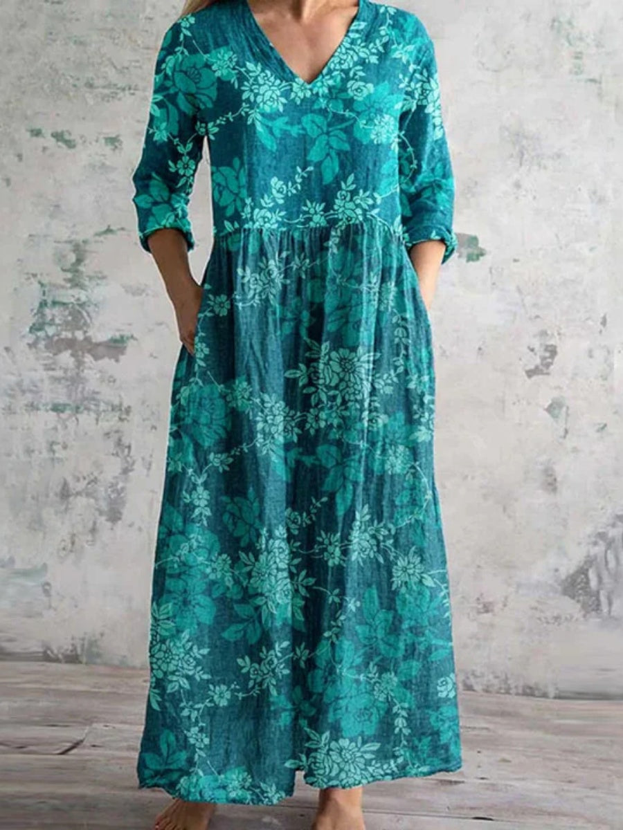 Vintage Floral Print Dress
