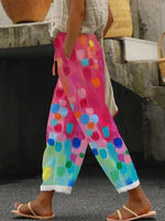 Color Block Elastic Waist Pants