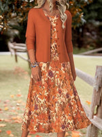 Stunning Orange Midi Dress With Jacket