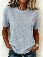 Blue Diagonal Stripe Short Sleeve Crew Neck T-Shirt