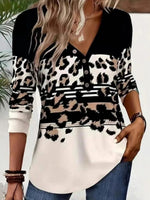Wild Leopard V-neck Long Sleeve Top