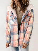 Women's Flannel Plaid Fleece Hooded Shacket