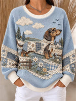 Casual Dog Crew Neck Long Sleeve Sweatshirt