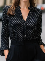 Casual 3/4 Sleeve Polka Dot Blouse