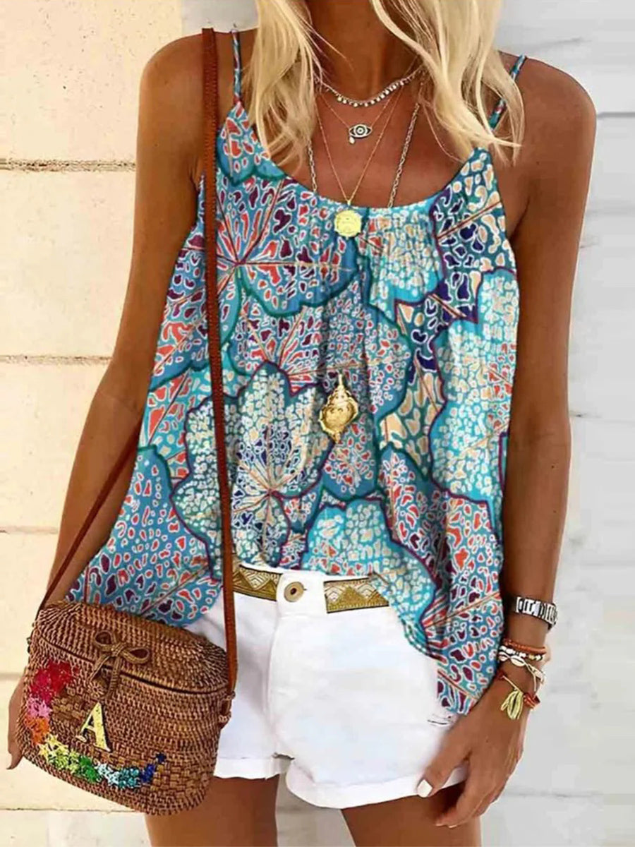 Casual Blue Sleeveless Top