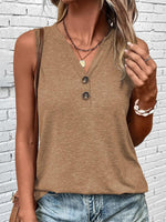 Plain V-Neck Sleeveless Tank Top