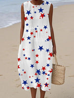 Basic Round Neck Sleeveless Midi Dress