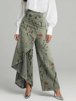 Women's Vintage Floral Pattern Art Print Casual Pants