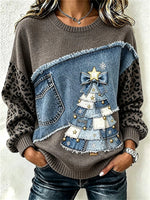 Casual Leopard Crew Neck Long Sleeve Sweatshirt
