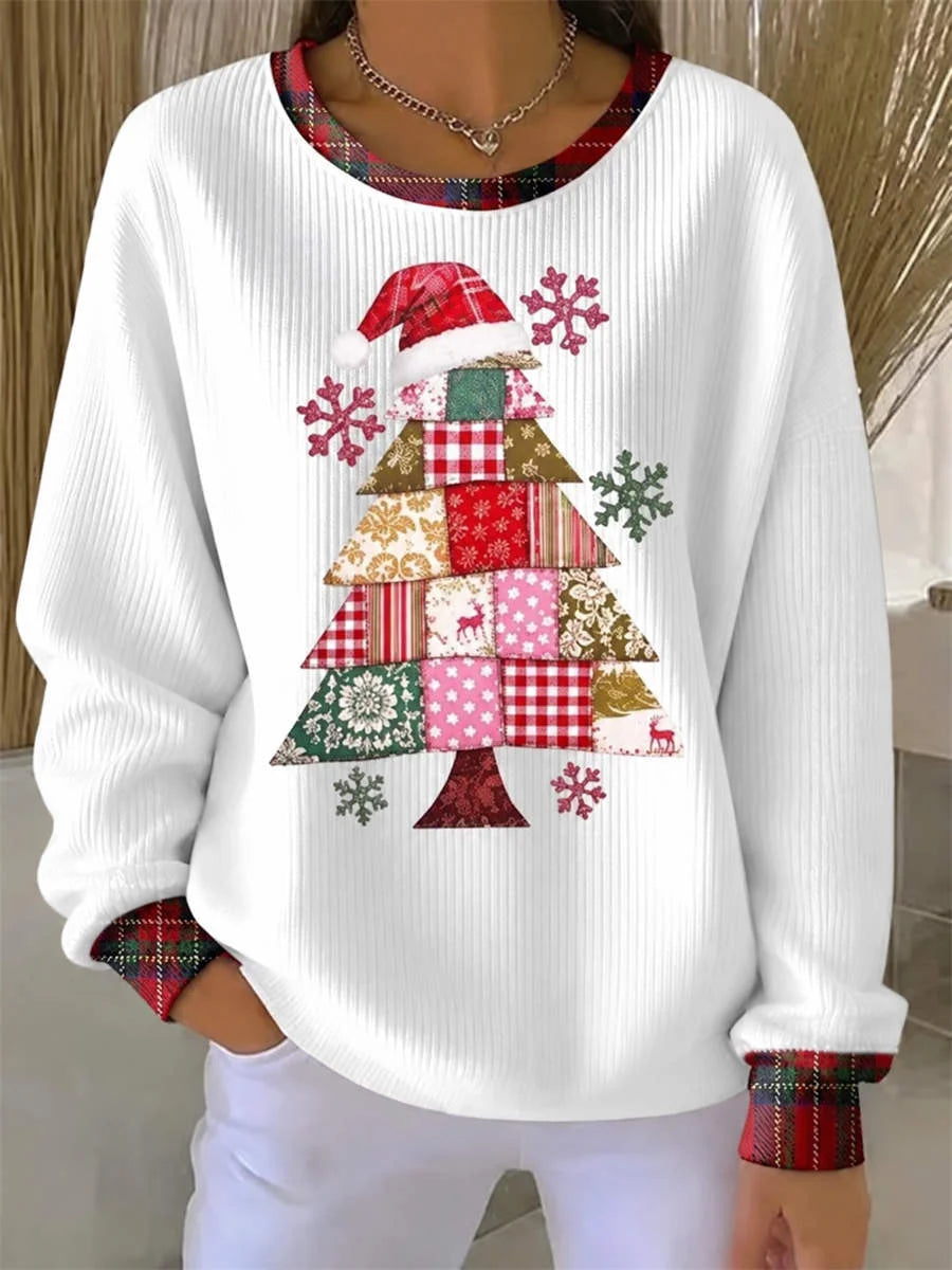 Casual Plaid Crew Neck Long Sleeve Sweatshirt
