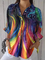 Colourful Gradient Long Sleeve Blouse