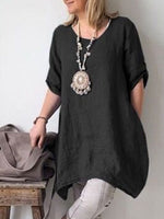 Solid Color Short Sleeve Casual Blouse