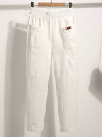 Casual Plain Long Elastic Waist Pocket Stitching Pants