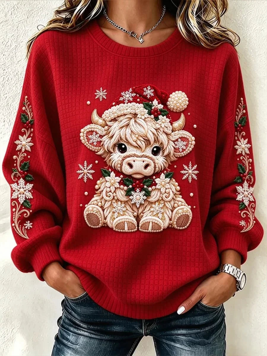 Casual Christmas Crew Neck Long Sleeve Sweatshirt