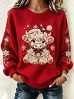 Casual Christmas Crew Neck Long Sleeve Sweatshirt