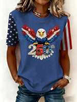 Women's Independence Day America 250th Anniversary Eagle Graphic Crew Neck T-Shirt