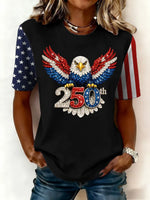 Women's Independence Day America 250th Anniversary Eagle Graphic Crew Neck T-Shirt