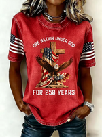 Women's Patriotic Eagle Cross Graphic Crew Neck T-Shirt