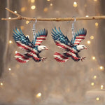 American Flag Bald Eagle Acrylic Dangle Earrings