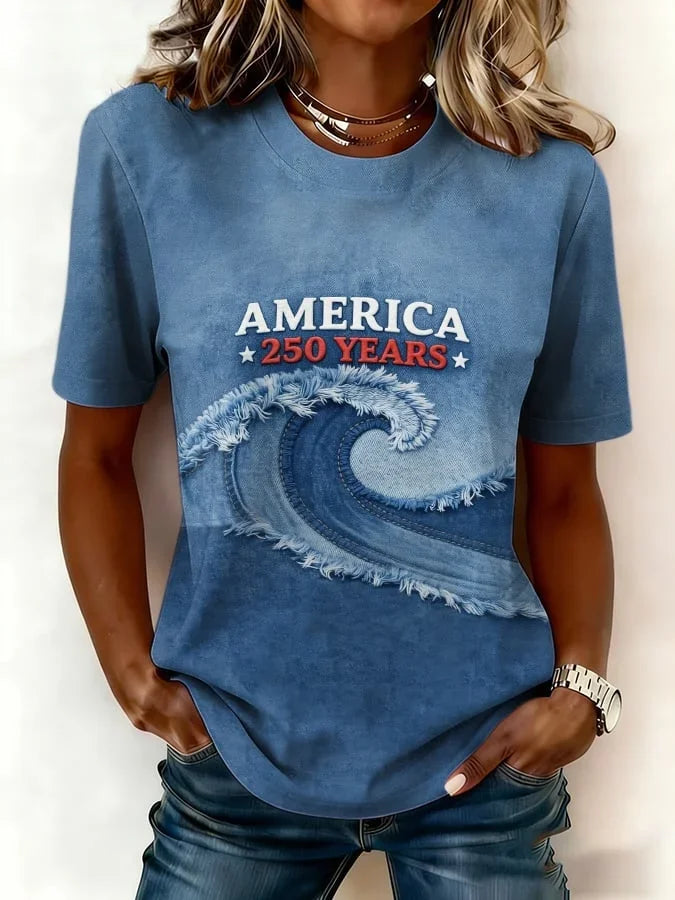 America 250 Years Graphic Crew Neck Short Sleeve T-Shirt
